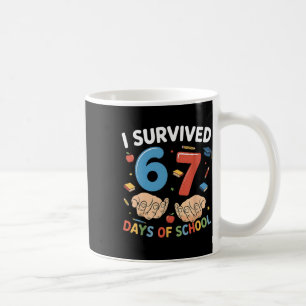 Caneca De Café Sobrevivi a 67 Dias de Escola Engraçado 67 Criança
