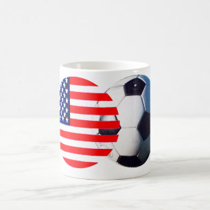 Caneca De Café Soccer Ball & USA Flag MUSEUM Zazzle