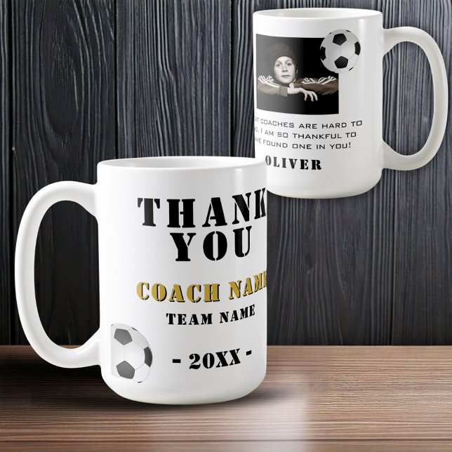 Caneca De Café Soccer Football Sports Photo Thank you Coach  (Criador carregado)