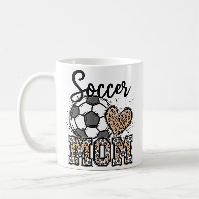 Caneca De Café Soccer Mãe Leopardo Imprimir Dia de as mães de Mam (Esquerda)