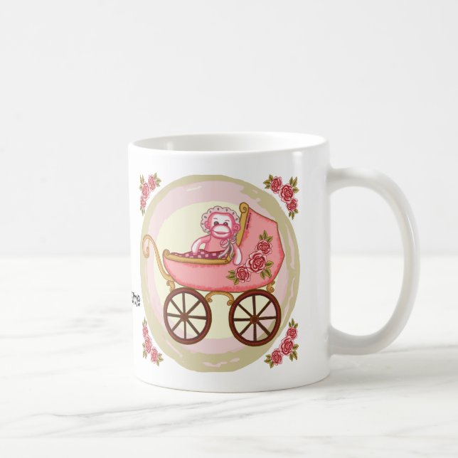 Caneca De Café Sock Monkey Baby Girl Buggy (Direita)