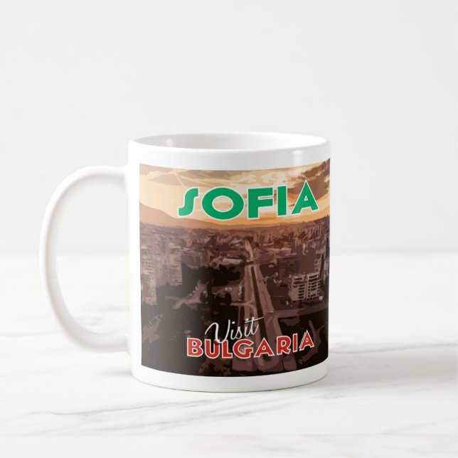 Caneca De Café Sófia, Visite Bulgária Eu Adoro Coffee Mug (Esquerda)