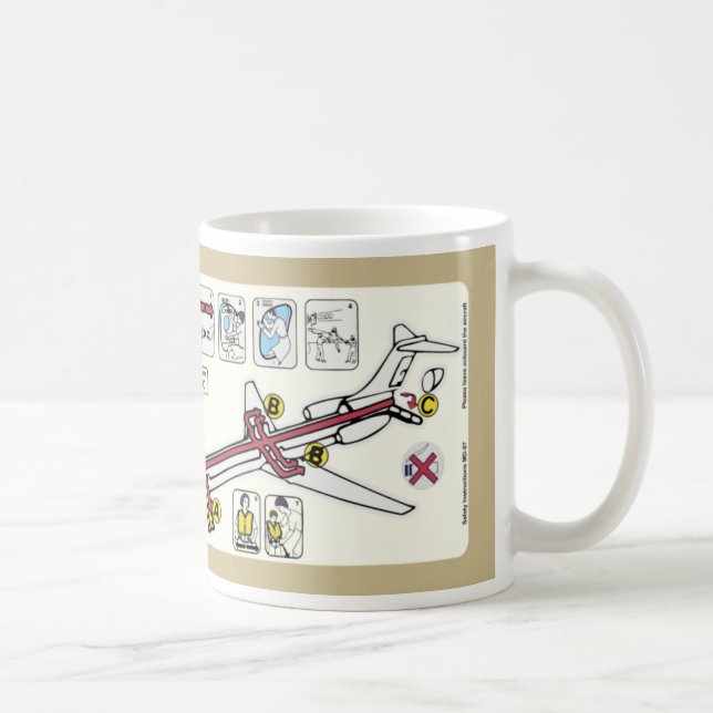 Caneca De Café Sofrer De Avião, Cartão De Segurança De Emergência (Direita)