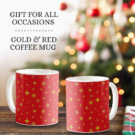 Caneca De Café Soft Glow Golden Stars & Floral Petals Pattern