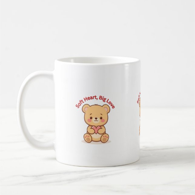 Caneca De Café Soft Heart Big Love Cute Teddy Bear Mugs  (Esquerda)