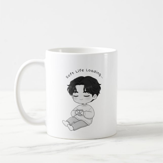 Caneca De Café Soft Life Loading Cozy Chibi Boy Tea (Esquerda)