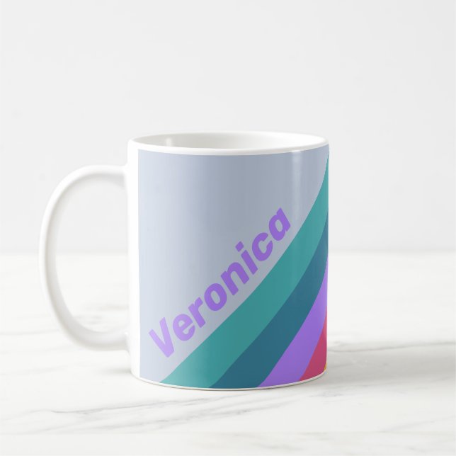 Caneca De Café Soft Pansy Dream Stripes with Name (Esquerda)