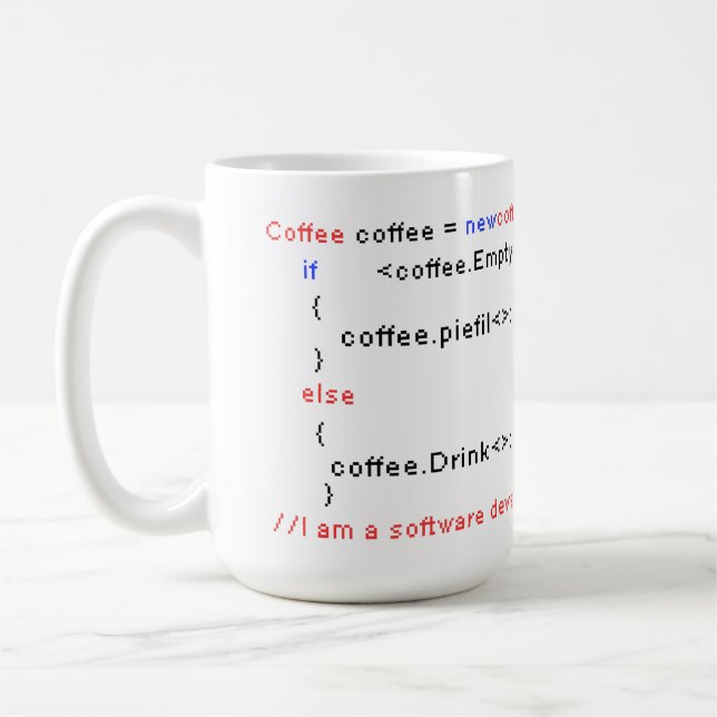 Caneca De Café Software Developer PC Coffee Beink Coding Coding E (Esquerda)