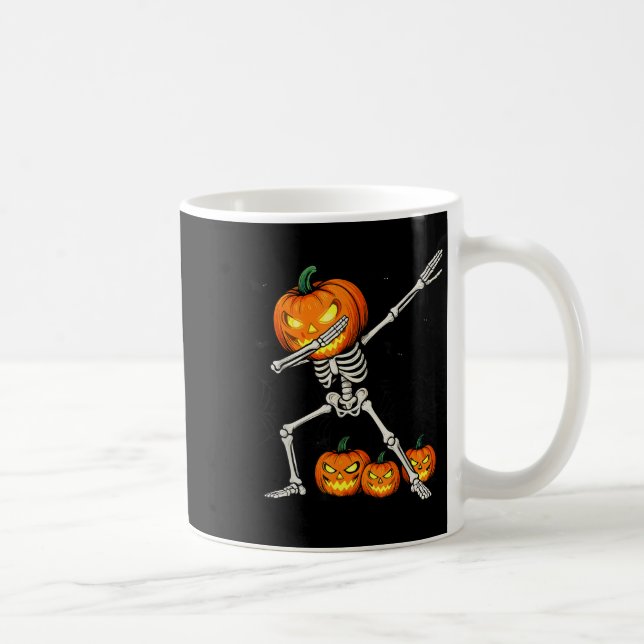 Caneca De Café Soky Dabbing Pumpkin Head Skeleton Halloween Skele (Direita)