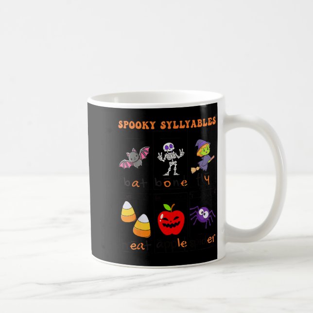 Caneca De Café Soky Syllables Teacher Funny Halloween Educational (Direita)