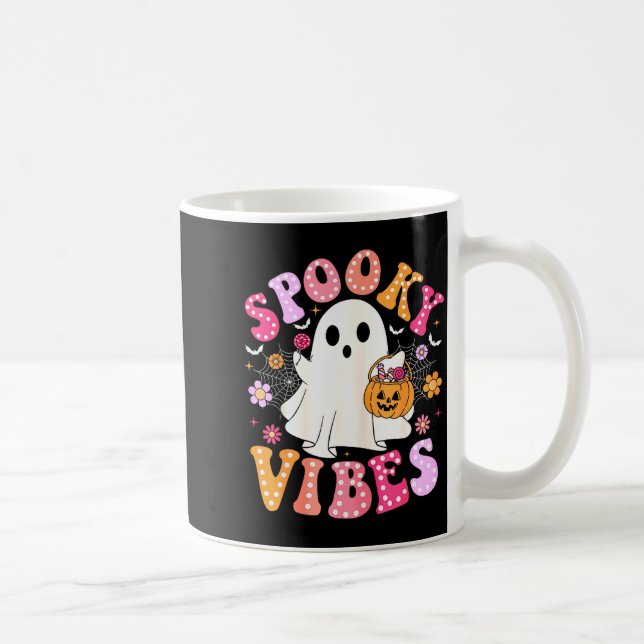 Caneca De Café Soky Vibes Ghost Retro Groovy Halloween Women Girl (Direita)