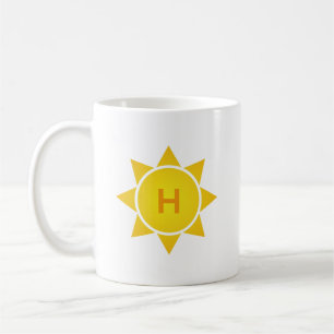 Caneca De Café Sol Amarelo com Gradiente e Monograma de Letra Úni