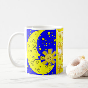 Caneca De Café Sol Amarelo - Lua Azul