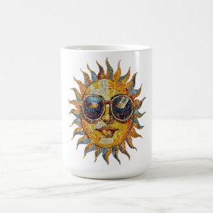 Caneca De Café Sol Boho Usando Óculos de Sol