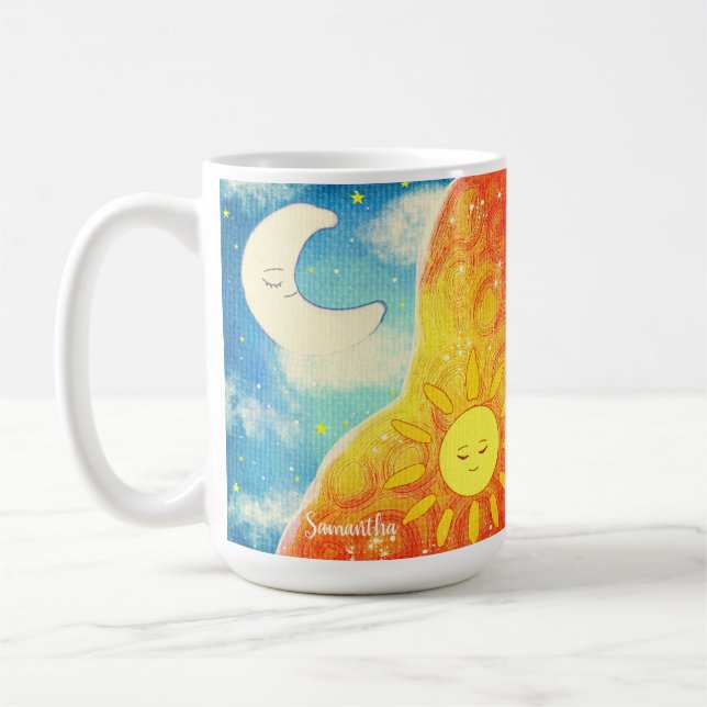 Caneca De Café Sol Calmo E Lua (Esquerda)