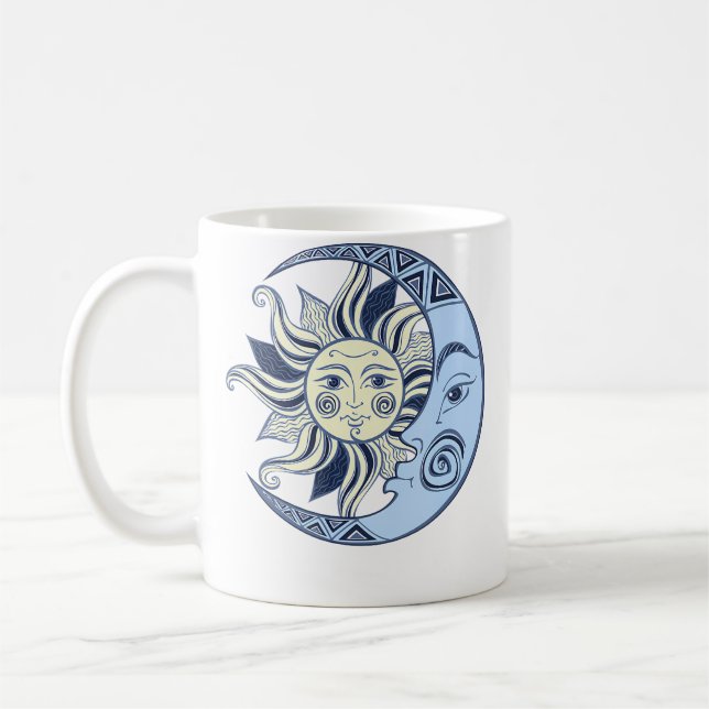 Caneca De Café Sol Celestial E Lua Boho (Esquerda)