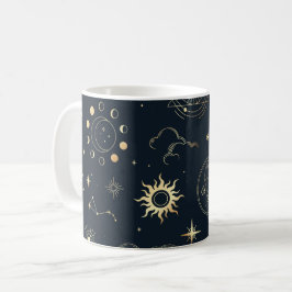 Caneca De Café Sol Celestial e Mística da Lua