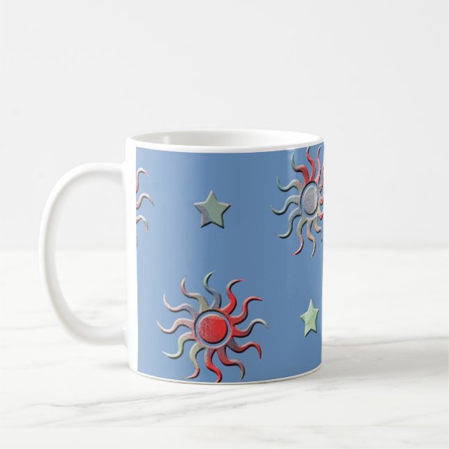 Caneca De Café Sol colorido e estrelas design (Esquerda)