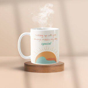 Caneca De Café Sol da Montanha Laranja Boho Fazendo Meu Dia Espec