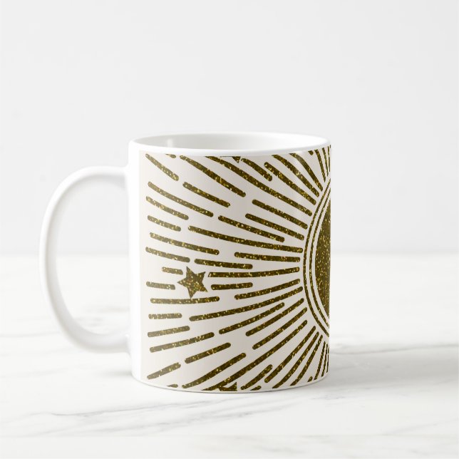 Caneca De Café Sol de ouro, raios de safra. (Esquerda)