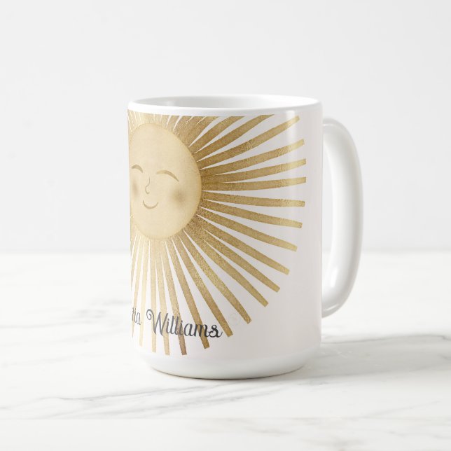 Caneca De Café Sol Dourado Feliz Sol (Frente Esquerda)