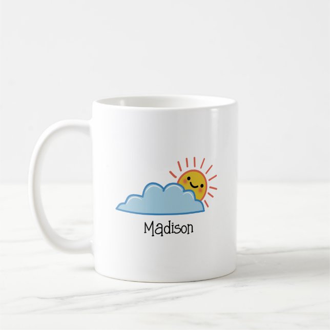 Caneca De Café Sol E Nuvens Personalizadas (Esquerda)