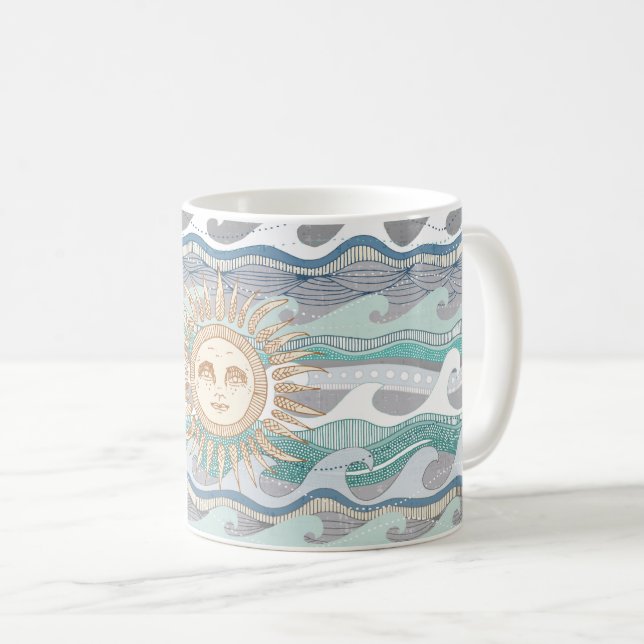 Caneca De Café Sol e ondas (Frente Esquerda)