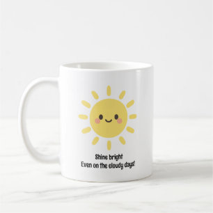 Caneca De Café Sol Feliz Amarelo com Rosto Sorridente