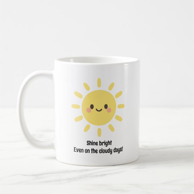 Caneca De Café Sol Feliz Amarelo com Rosto Sorridente  (Esquerda)