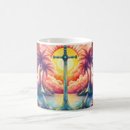 Caneca De Café Solar anchor in a tropical paradise. 