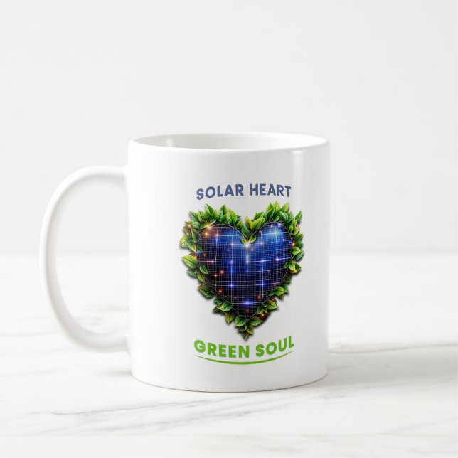 Caneca De Café Solar Heart Green Soul Solarpunk Mug (Esquerda)