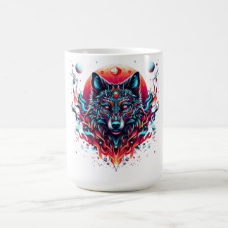 Caneca De Café Solar Wolf Totem - Fire & Moonlight Fusion