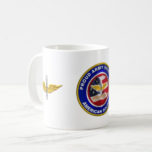 Caneca De Café Soldado de Aviação Veterano do Exército Orgânico (Frente Esquerda)