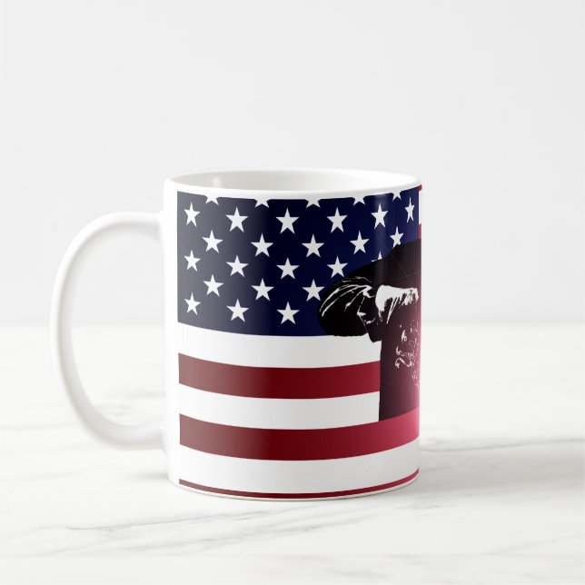 Caneca De Café Soldador & bandeira americana (Esquerda)