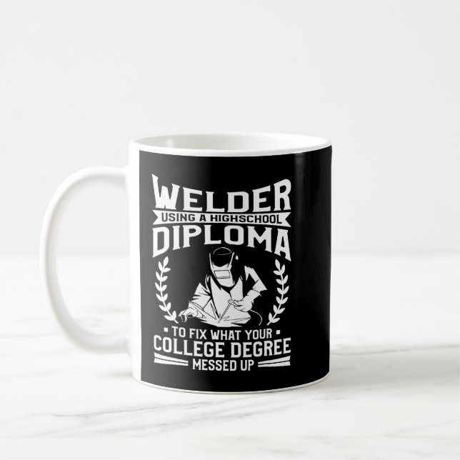 Caneca De Café Soldador Utilizando Um Diploma De Segundo grau Par (Esquerda)