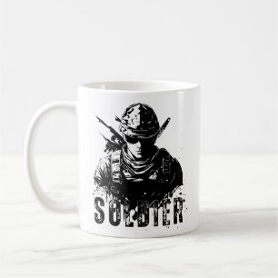 Caneca De Café Soldier Mug - Design de Homenagem Militar Negrito