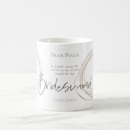 Caneca De Café Solicitação de Bridesmaid da Arty Modern Lines