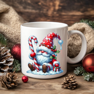 Caneca De Café Solitary Christmas Gnome with Candy