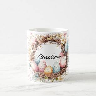 Caneca De Café Solo de Páscoa com Ovos e Flores