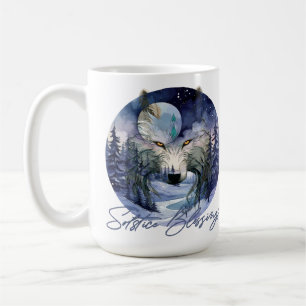 Caneca De Café Solstício Abençoa Florestas de Luar do Lobo de inv