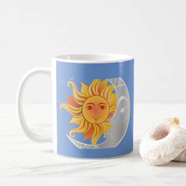 Caneca De Café Solstício de verão solar e lua (Com Donut)