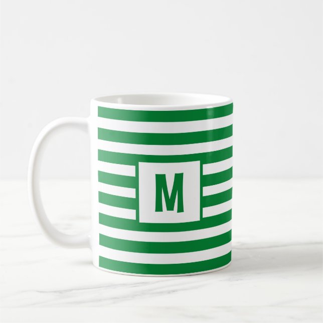 Caneca De Café Solteiro Design com faixa verde e branca inicial (Esquerda)