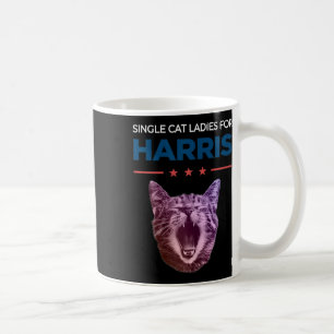 Caneca De Café Solteiro Gata Senhoras Para Harris 2024 Política