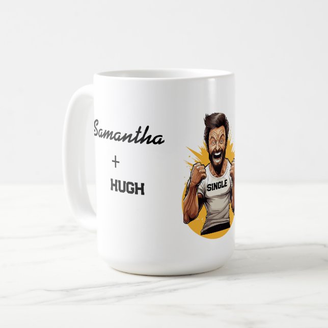 Caneca De Café Solteiro Hugh personalizado e pronto para misturar (Frente Esquerda)