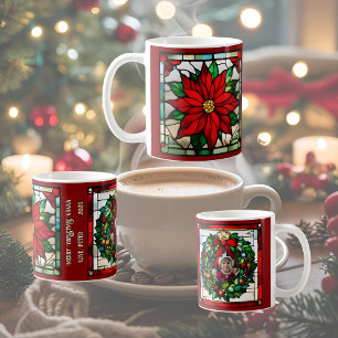Caneca De Café Solteiro Poinsettias Faux Vidro Mantido