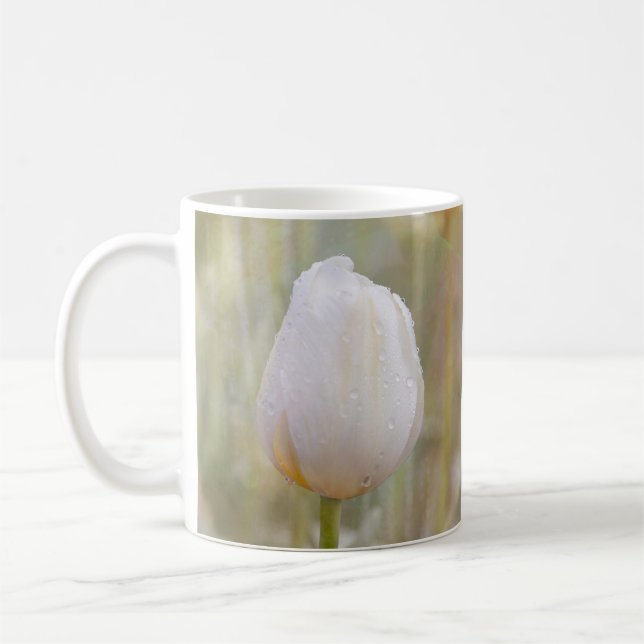 Caneca De Café Solteiro Tulipa branca com foto das gotículas (Esquerda)