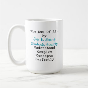 Caneca De Café Soma de Alegria Estudantes Entendem Matemática Com