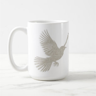 Caneca De Café Sombra de Pássaro Voador em Linho Bege Escandinavo