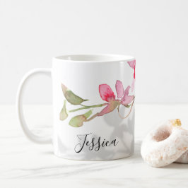 Caneca De Café Sombra Floral Orquídea Rosa Tropical Personalizada