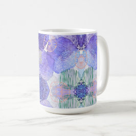 Caneca De Café Sombras de Lavanda e Flores de Abstrato Verde